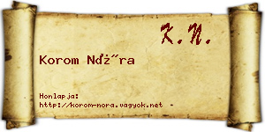 Korom Nóra névjegykártya